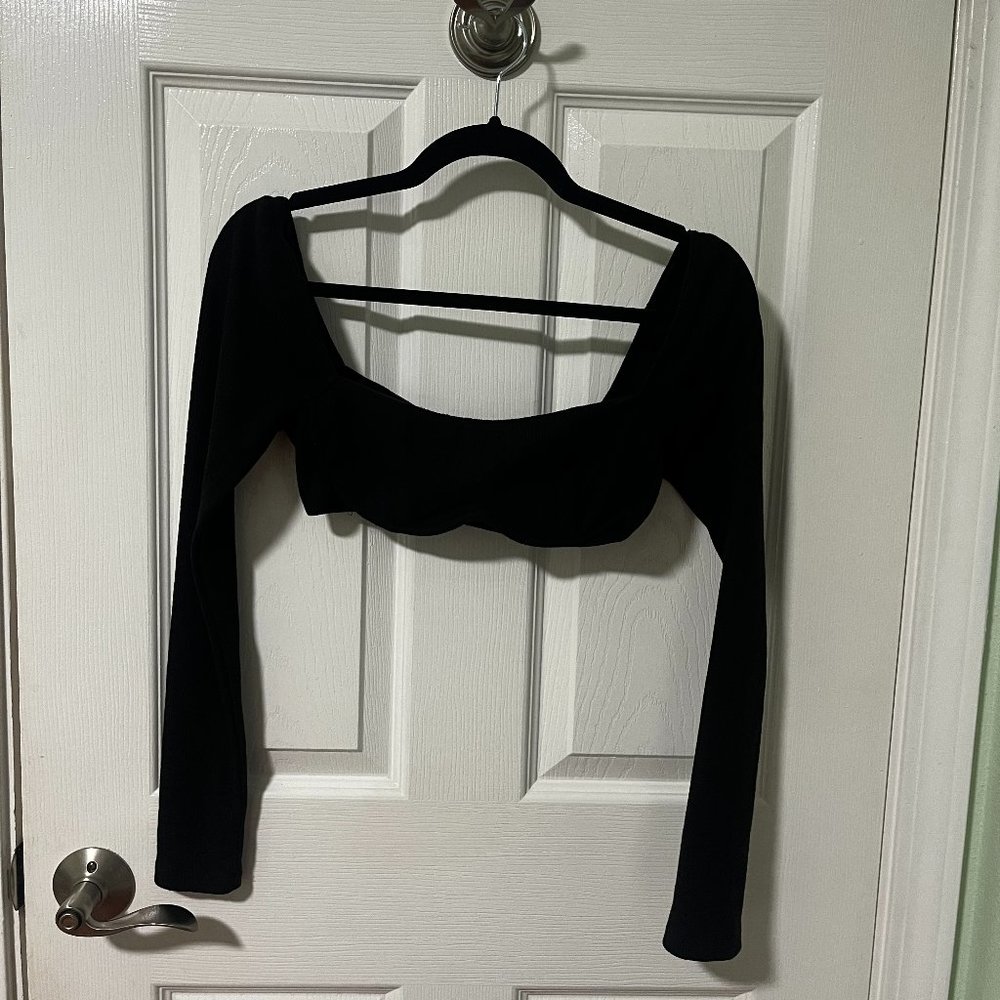 Princess Polly Black Becca Long Sleeve Crop Top